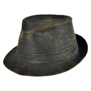 Weathered Cotton Trilby Fedora Hat - XXL - Brown