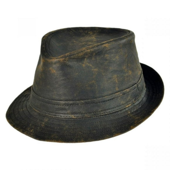 Weathered Cotton Trilby Fedora Hat - XXL - Brown