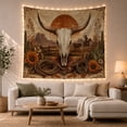thumbnail image 1 of Weathered Dominated Bleached With Steer Skull Behind Rusty, Spooky Gothic for Gothic Decor Fans, Dark Art Decor, Halloween Gift, Tapestry Wall Hanging for Bedroom and Dorm, 1 of 6