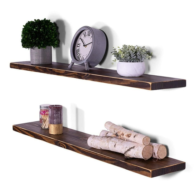 Weathered Edge Pine Floating Shelves (Set of 2)