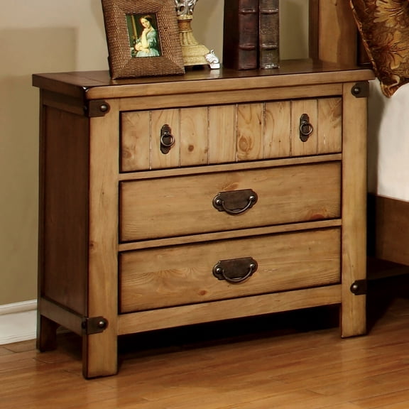 Weathered Elm Nightstand with USB Charger in Top Drawer/Meet Bedroom Charging Needs