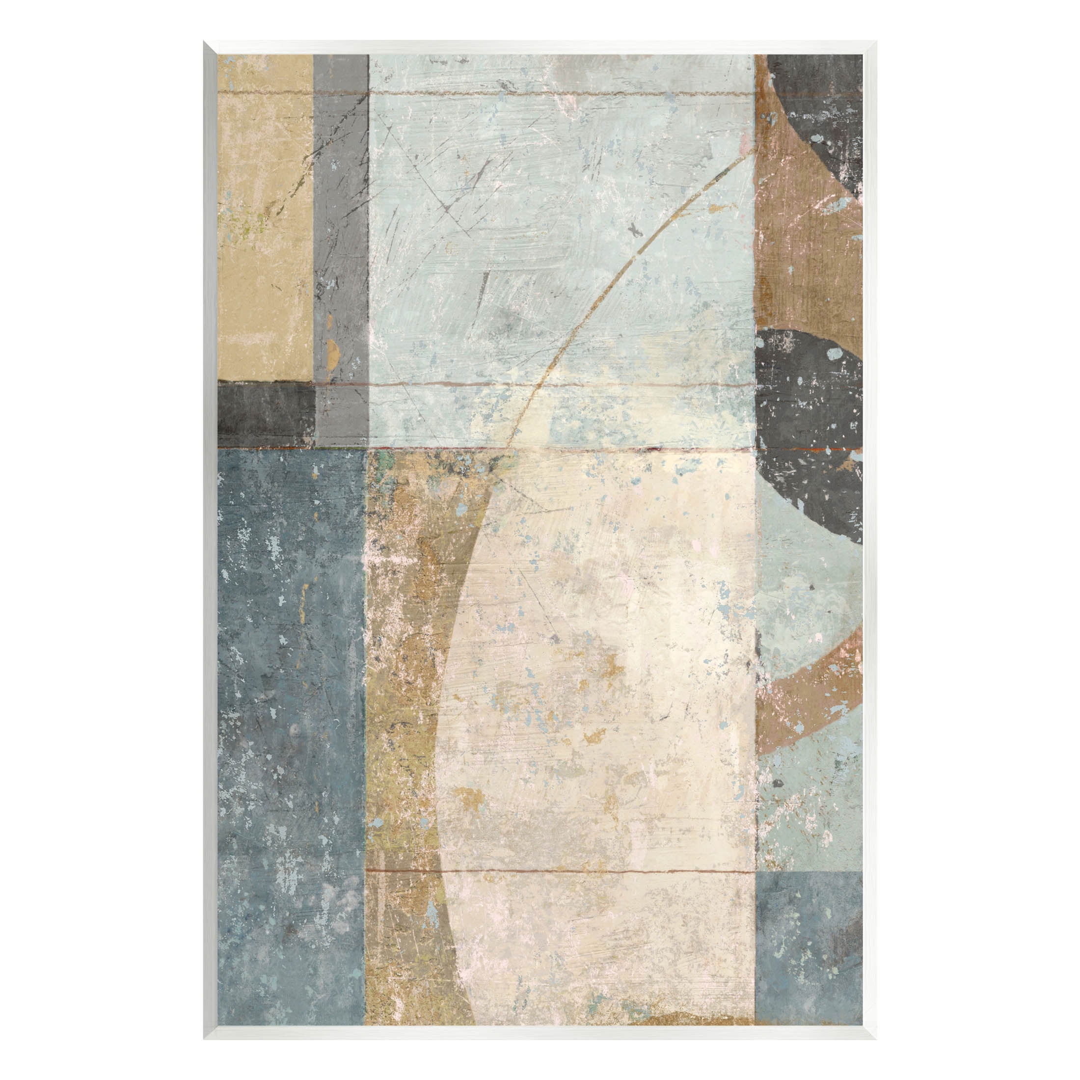 Weathered Geometric Shapes Abstract Painting Unframed Art Print Wall Art