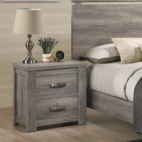 Weathered Gray MDF Material - Two Smooth - Gliding Drawers - Bedroom Use - Adds Modern Flair to Bedroom