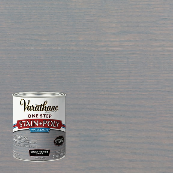 Weathered Gray, Varathane Stain + Polyurethane, Semi-Gloss -333649, Quart