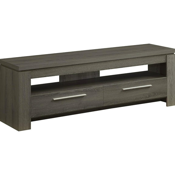 Weathered Grey 59-inch Tv Console, 2 Spacious Drawers - Fits 64" Tv, Transitional Look 59" Television Stand With Ample Storage For 60"
