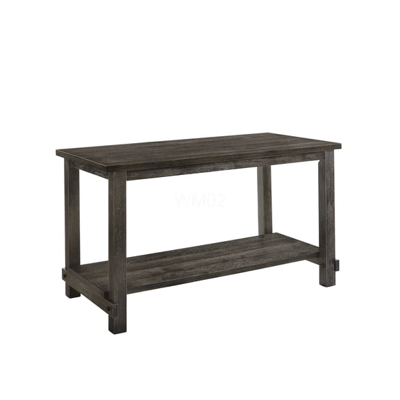 Weathered Grey Counter Height Dining Table with Lower Shelf, MDF Top, for Kitchen, Breakfast Nook, Dining Room, Rectangular Design, Seats 6