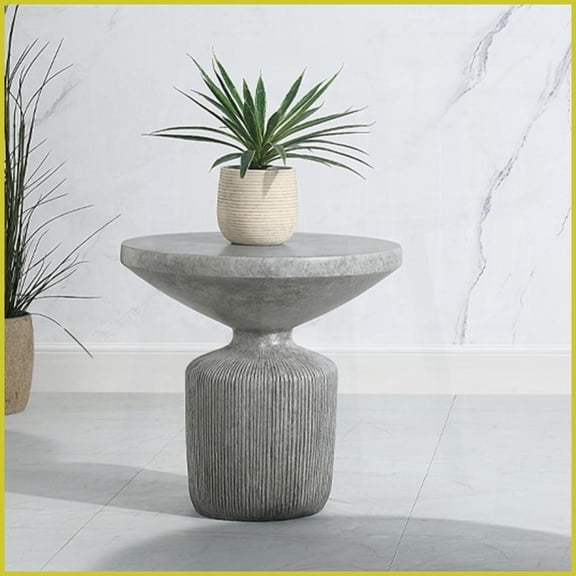 Weathered Grey Fiber Concrete Coffee Table - Rustic Charm, Durable Indoor/Outdoor Versatile Use