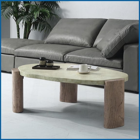 Weathered Grey & Oak Oblong Coffee Table for Living Room, Easy Assembly & Stable 40mm Thick Top