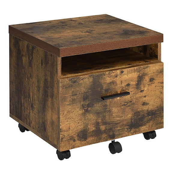 Weathered Oak And Black 1-Drawer File Cabinet