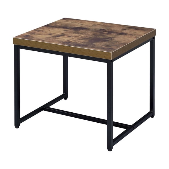Weathered Oak Black Finish - Metal Sled Base - Any Room - Contemporary Industrial Touch