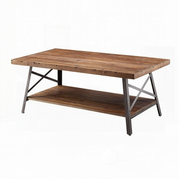 The Weathered Oak and Sandy Black Storage Coffee Table - Rectangular with Extra Storage and Modern Accent