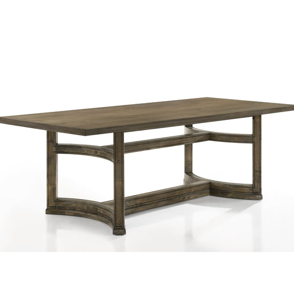 Weathered Oak Dining Table - 45mm Thick Tabletop, 100lbs Weight Limit, Fixed Surface, Elegant Pedestal Design, Blend Of Wood, Composite Rubberwood, , And Veneer, Attractive Finish, Practical Veneer