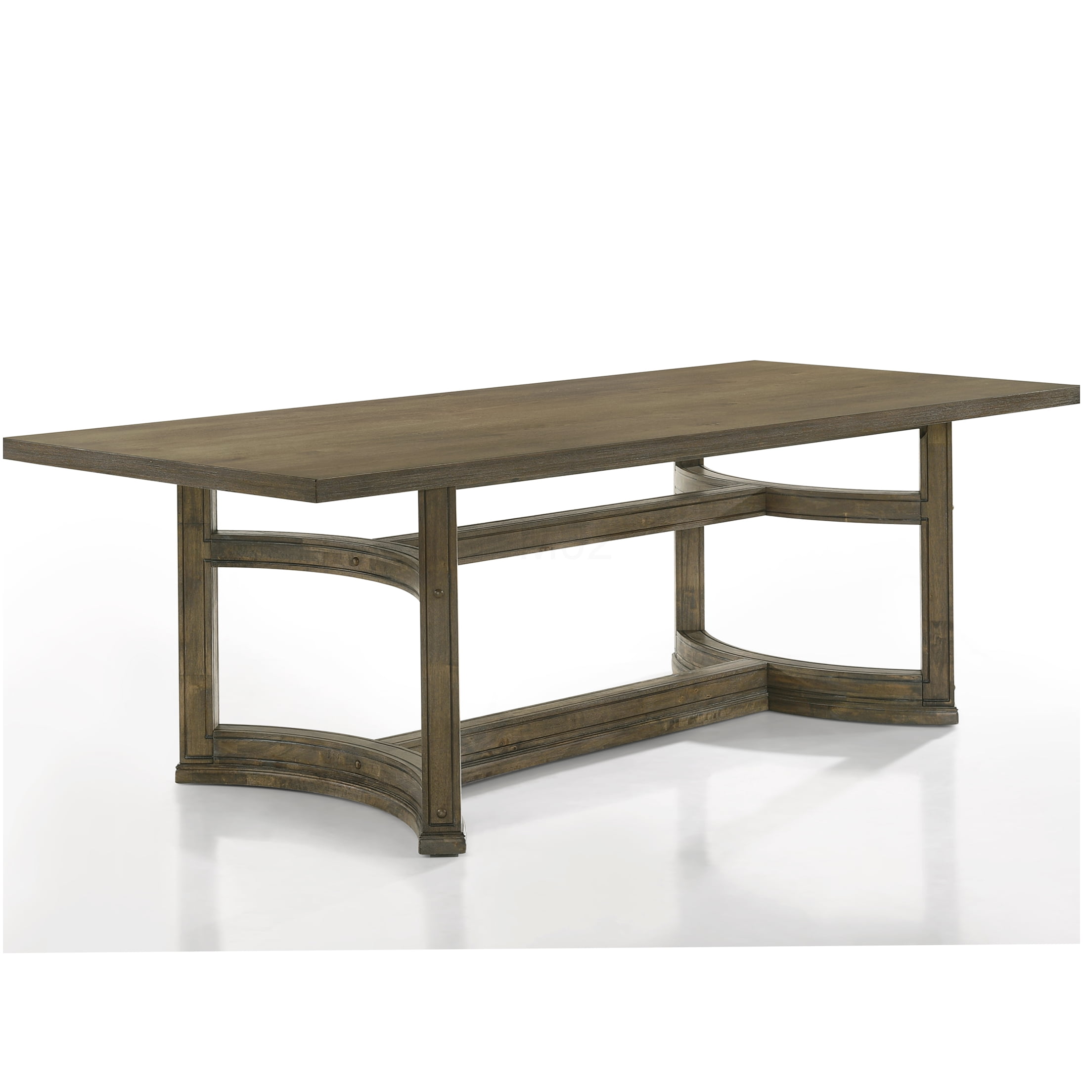 Weathered Oak Dining Table for 6, Farmhouse Pedestal Base Kitchen Table ...
