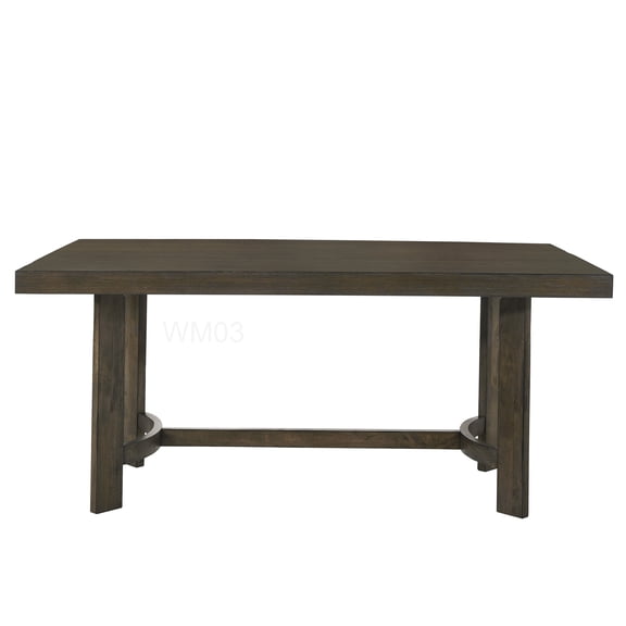 Weathered Oak Finish Dining Table for Kitchen, Synthetic Wood Minimalist Table with 2.5 Inch Thick Top