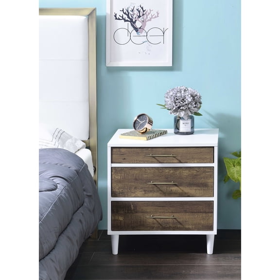Weathered Oak Finish - Manual Close Drawers - Living Room Decor - 3 Storage Compartments