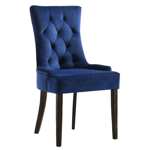 Weathered Oak Legs with Blue Upholstery | Perfect for Long - term Dining | Brings Timeless Charm and Support