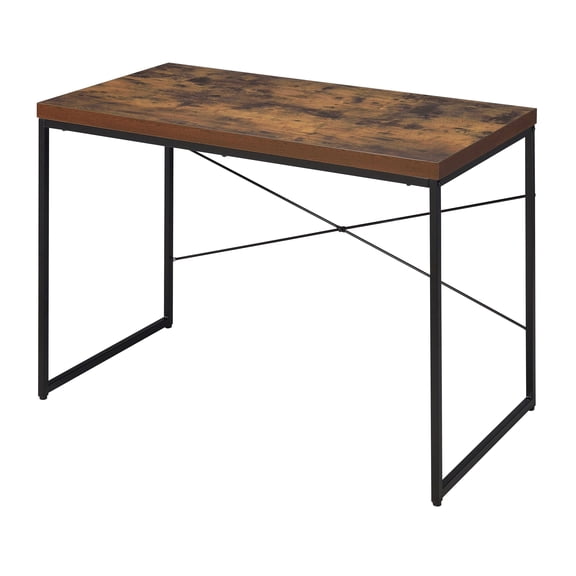 Dokea Weathered Oak and Black Writing Desk with Metal Sled Base - Piece Count: 1 - Desks