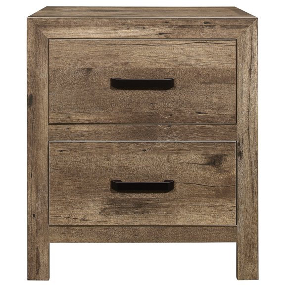 Weathered Pine Appearance - 2 Drawer Configuration - Bedroom Decorating - Modern Nightstand