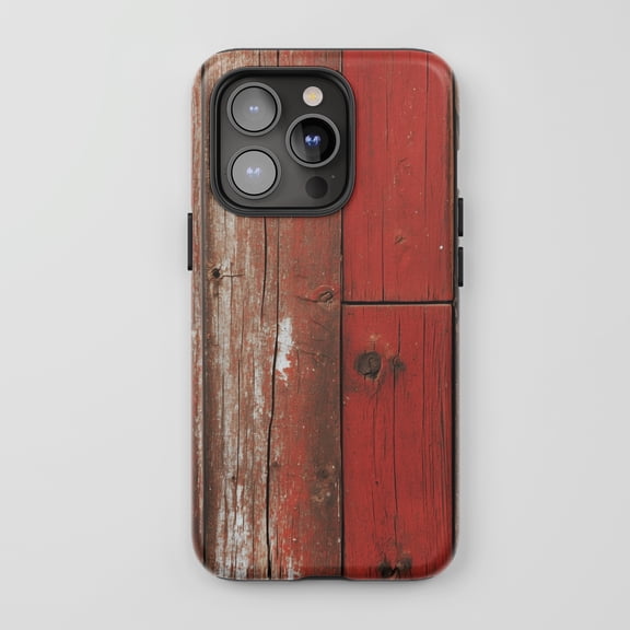 Weathered Red Barn Wood For All iPhone Series Tough Phone Case Rustic Distressed Red