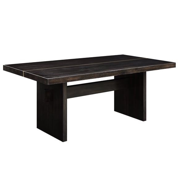 Weathered Table With Gold Accents, 80"x40"x31", 100lbs Weight Limit, Composite Materials Build Rustic Style Dining Gold, 80x40x31, 100lb Synthetic Wood