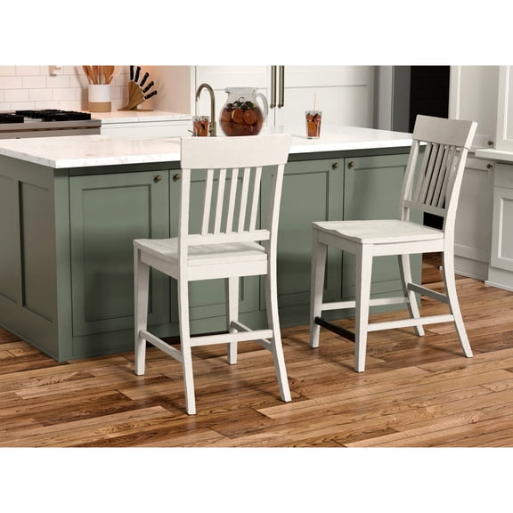 Weathered White Farmhouse Stools / Effortless Assembly for Living Space