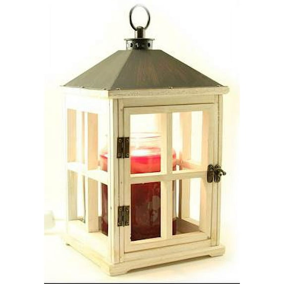 Weathered White Wooden Candle Warmer and Courtneys 26 oz Candle - GARDENIA
