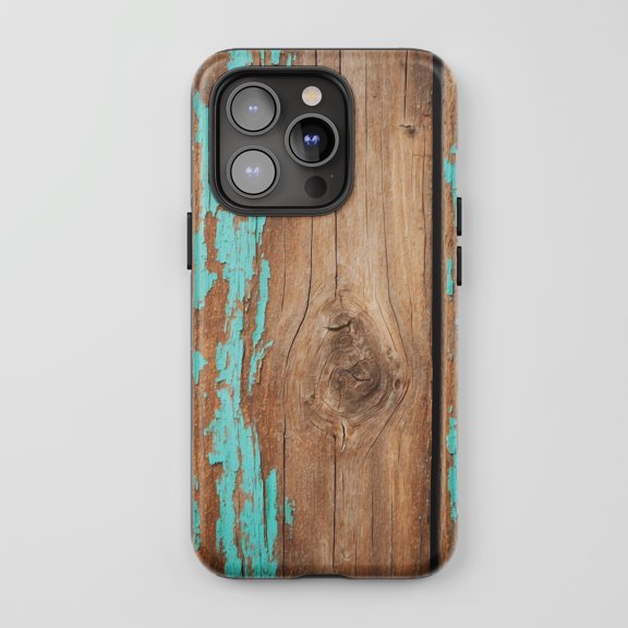 Weathered Wood For All iPhone Series Protective Phone Case Rustic Distressed Teal Brown Finish
