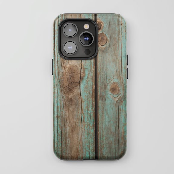 Weathered Wood For All iPhone Series Protective Phone Case Rustic Farmhouse Teal Blue Finish
