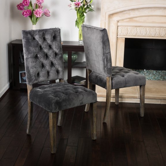 Weathered Wood Legs - Deep Button Tufting - Dining Table Decor - Natural and Elegant Look