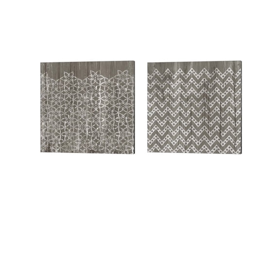 Weathered Wood Patterns B by June Erica Vess Canvas Art Set of 2 14 inch X 14 inch Each