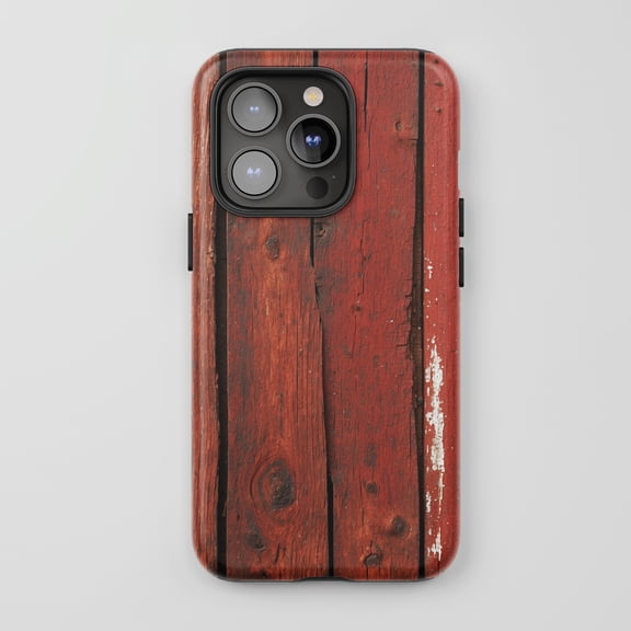 Weathered Wood Planks For All iPhone Series Tough Phone Case Rustic Farmhouse Style Distressed Red Wood Grain
