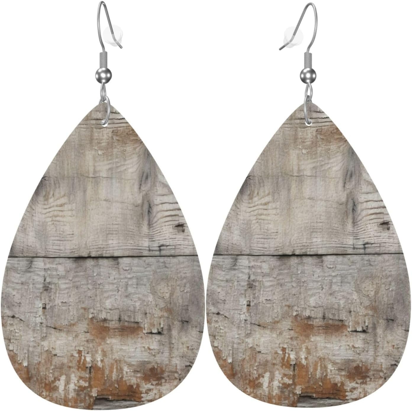 Weathered Wooden Pro Earrings suitable for Women PU Leather Dangle Earrings, Lightweight Leather Teardrop Dangly Ear Pendants Jewelry Gift[r637]