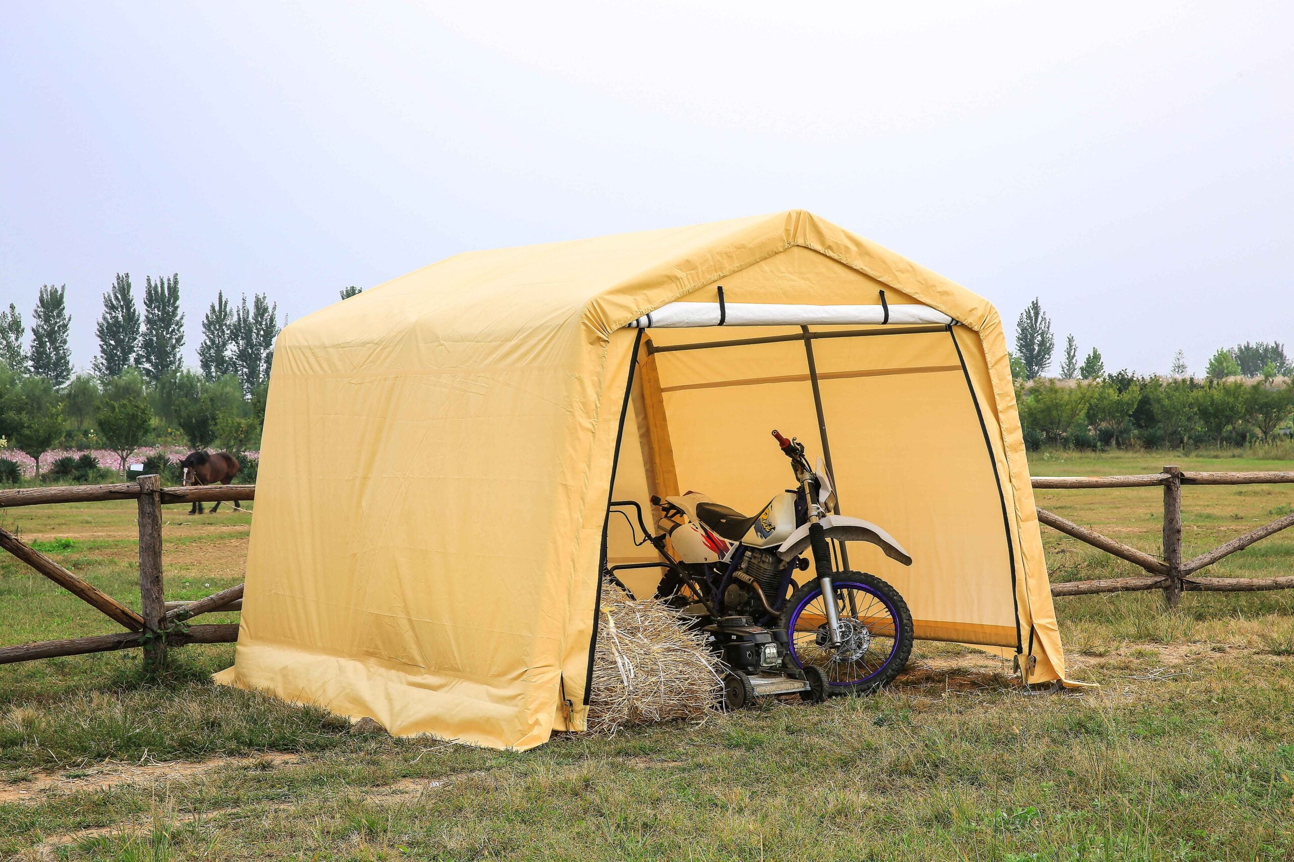 Yellow 10' x 10' Steel Frame Portable Storage Shed