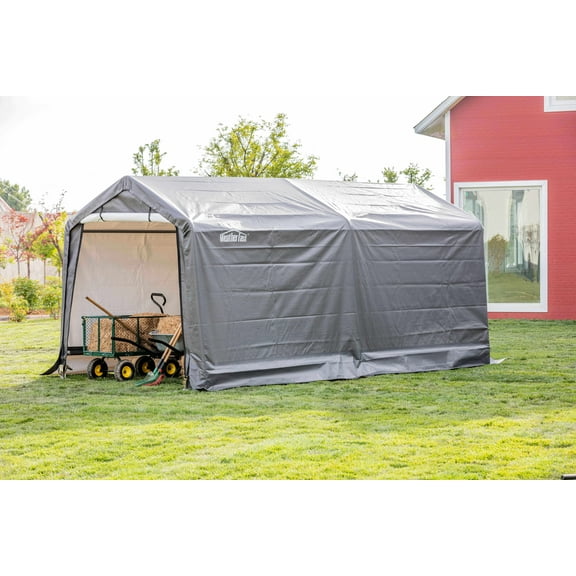 Weatherfast Portable Garden Storage Shed, 8'x14'x7'H, Steel Frame Peak Roof Waterproof Cover with 4pc Heavy Duty Anchor