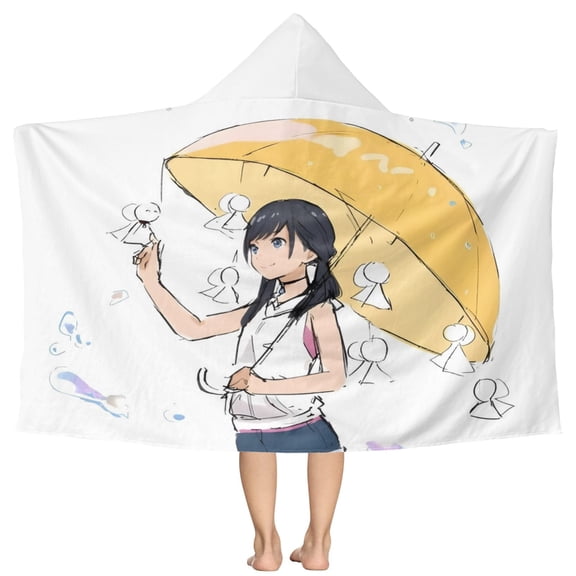 Weathering With You Pattern Beach Poncho - Microfiber - Towel - Kids Lightweight And Practical Essential For Beach Vacation