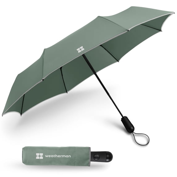 Weatherman Compact Travel Umbrella Auto Open 38 Inches (Sage)