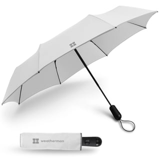 Weatherman Travel Umbrellas for Rain - Compact Umbrella Windproof - Small Mini Umbrella - Portable Pocket Umbrella Auto Open Folding Foldable Car Umbrella - Backpack, Purse Rain Umbrellas (White)