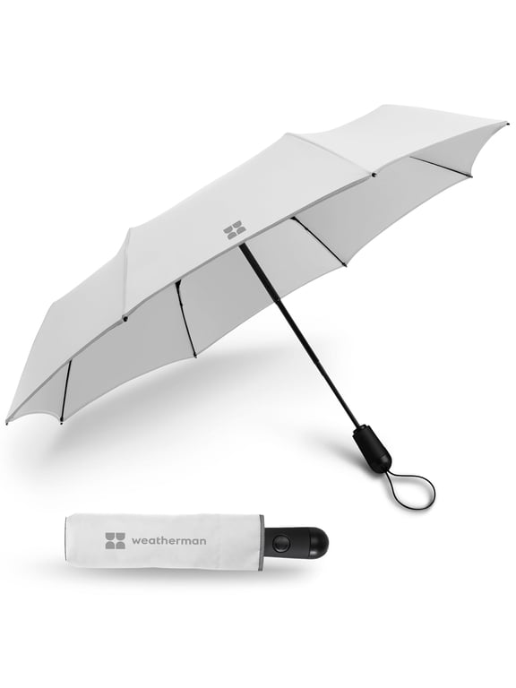 Travel Umbrellas for Rain - Compact Umbrella Windproof - Small Mini Umbrella - Portable Pocket Umbrella Auto Open Folding Foldable Car Umbrella - Backpack, Purse Rain Umbrellas (White)