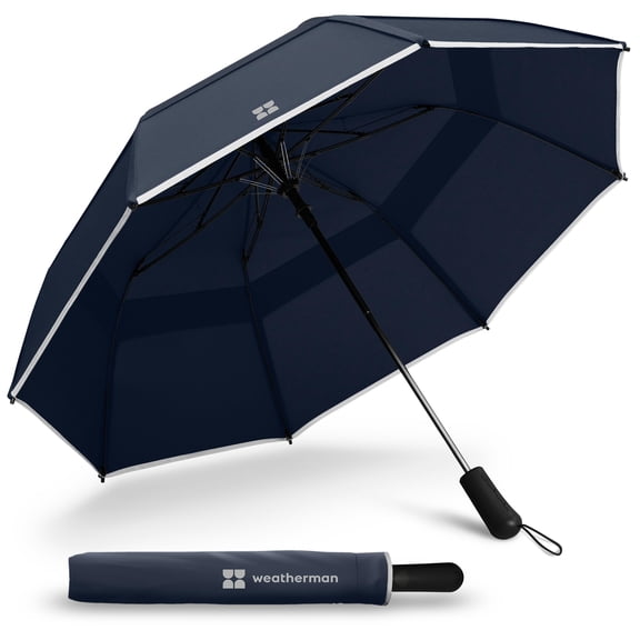 Weatherman Collapsible Travel Umbrella 40 Inches (Navy Blue)