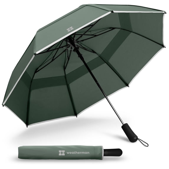 Weatherman Collapsible Travel Umbrella Auto Open Fiberglass (Sage)