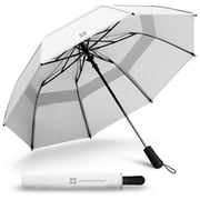 Weatherman Umbrella - Collapsible Umbrella - Windproof Umbrella Resists Up to 55 MPH Winds White