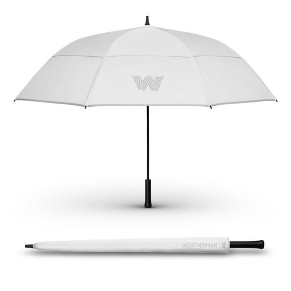 Weatherman Umbrella - Golf Lite Umbrella Large Oversize Windproof for Golf Bag Push Cart w/ UV Protection - Waterproof Heavy Duty Umbrellas for Rain Sun - Resists Up to 55 MPH Winds (White, 66 inch)