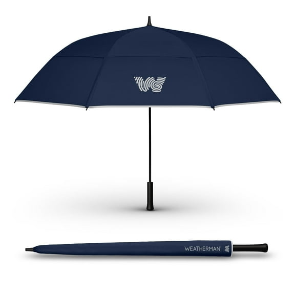 Weatherman Umbrella - Golf Lite Umbrella Large Oversize Windproof for Golf Bag Push Cart w/ UV Protection - Waterproof Heavy Duty Umbrellas Rain Sun - Resists Up to 55 MPH Winds (Navy Blue, 66 inch)