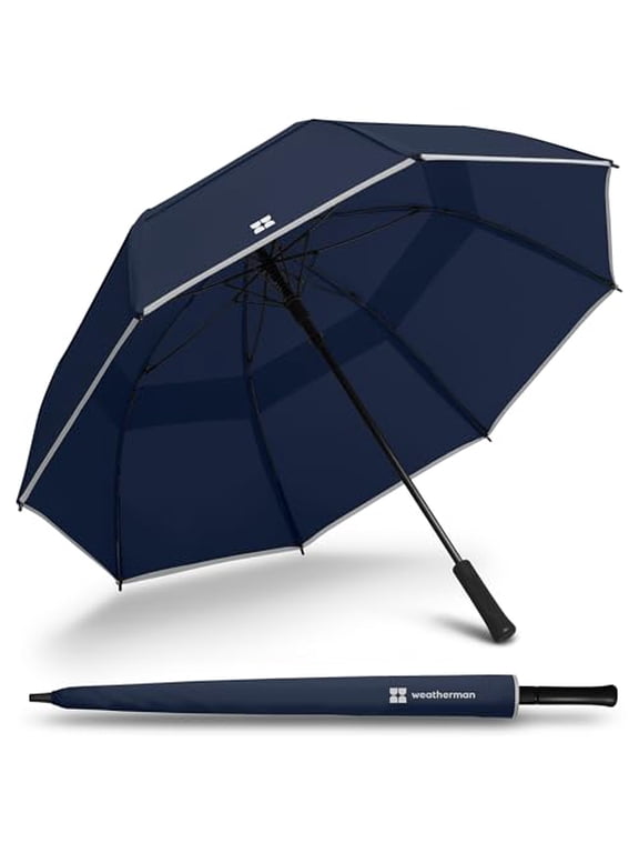 Umbrella - Stick Umbrella - Windproof Umbrella Resists Up to 55 MPH Winds (Navy Blue)