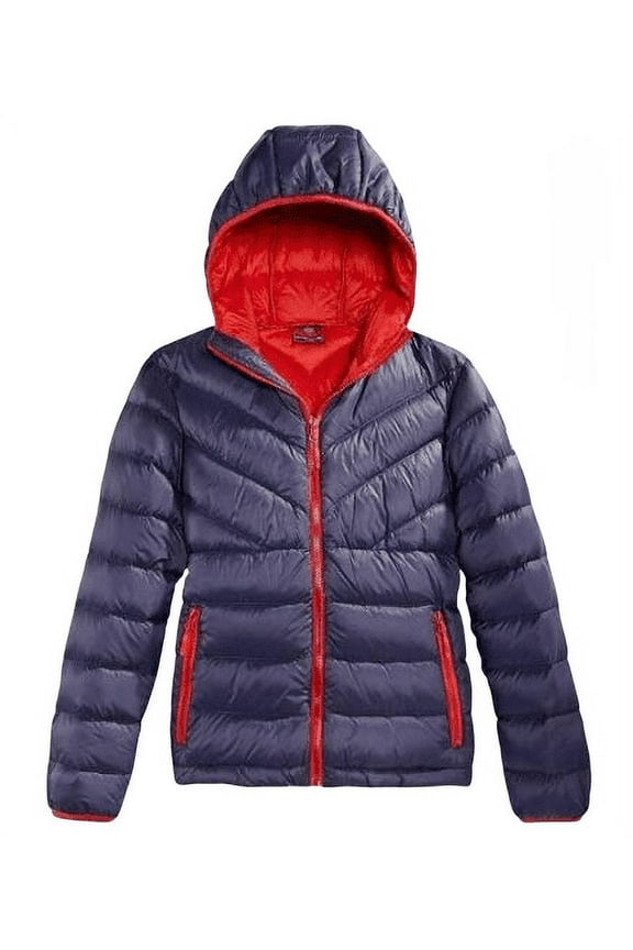 32 Degrees Boys Youth Packable Hooded Down Jacket, Insignia Blue, 4