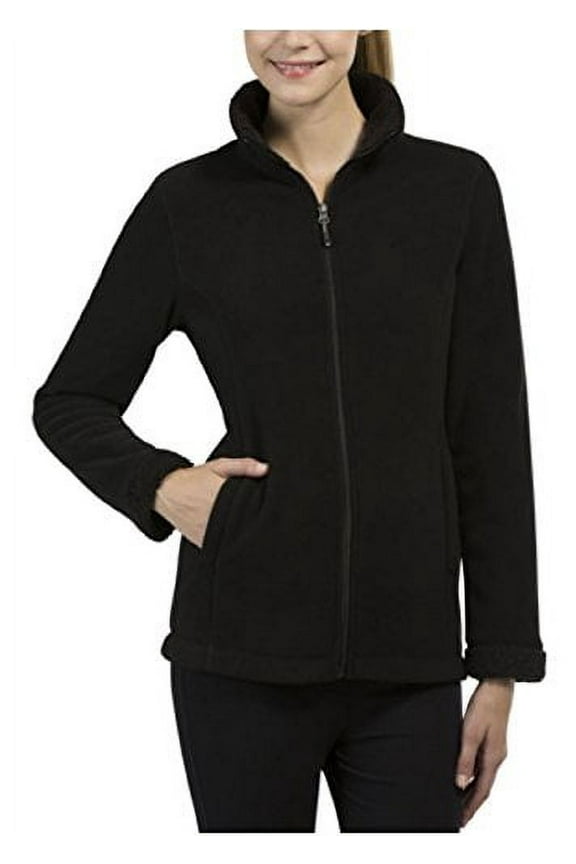 32 Degrees Heat Womens Sherpa Lined Fleece Jacket (Black, Small)