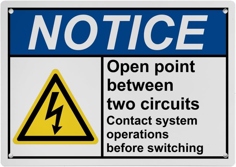 Weatherproof ANSI Electrical Safety Warning SIgn (Open point between ...