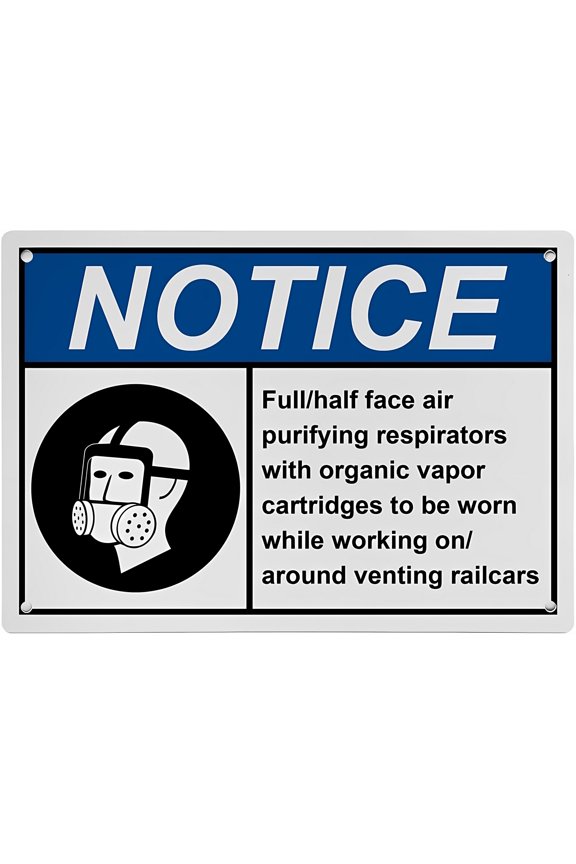 Weatherproof ANSI PPE Respirator Sign (Air Purifying Respirators) - 12×8 Inches, Plastic, Venting Railcars Work Safety Decor