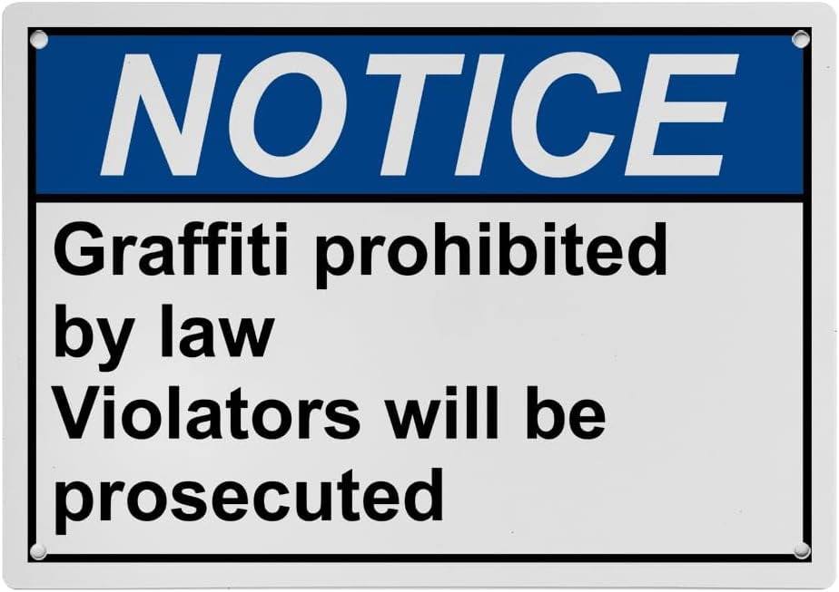 Weatherproof ANSI Policies Regulations Sign (Graffiti prohibited by law ...