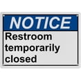 thumbnail image 1 of Weatherproof ANSI Restroom Closed Out of Order Sign (Restroom temporarily closed) 8 in" x 12 in" UV Resistant Indoor Outdoor Workplace Insdustrial Caution Danger Warning Sign, 1 of 7
